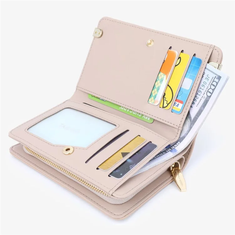 TAILIAN T2711-006 Pearl Decor Stylish Women Wallet PU Leather Zipper Pocket Purse - Black