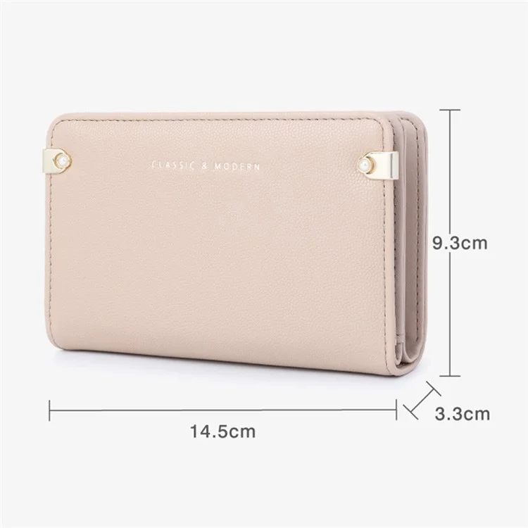 TAILIAN T2711-006 Pearl Decor Stylish Women Wallet PU Leather Zipper Pocket Purse - Blau