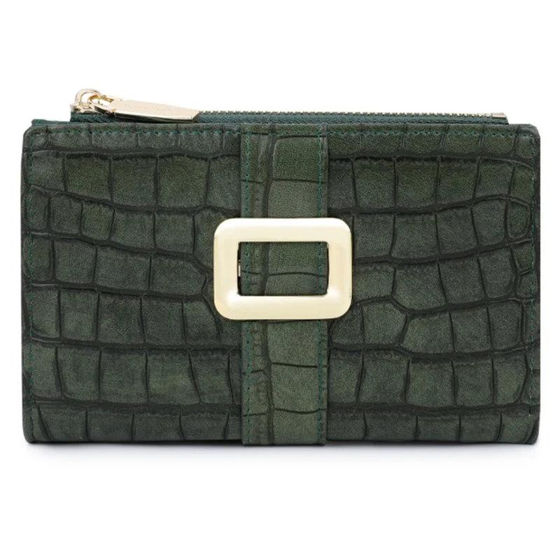 TAILIAN T2607-029 Crocodile Texture PU Leather Women Wallet with Zipper Pocket - Green