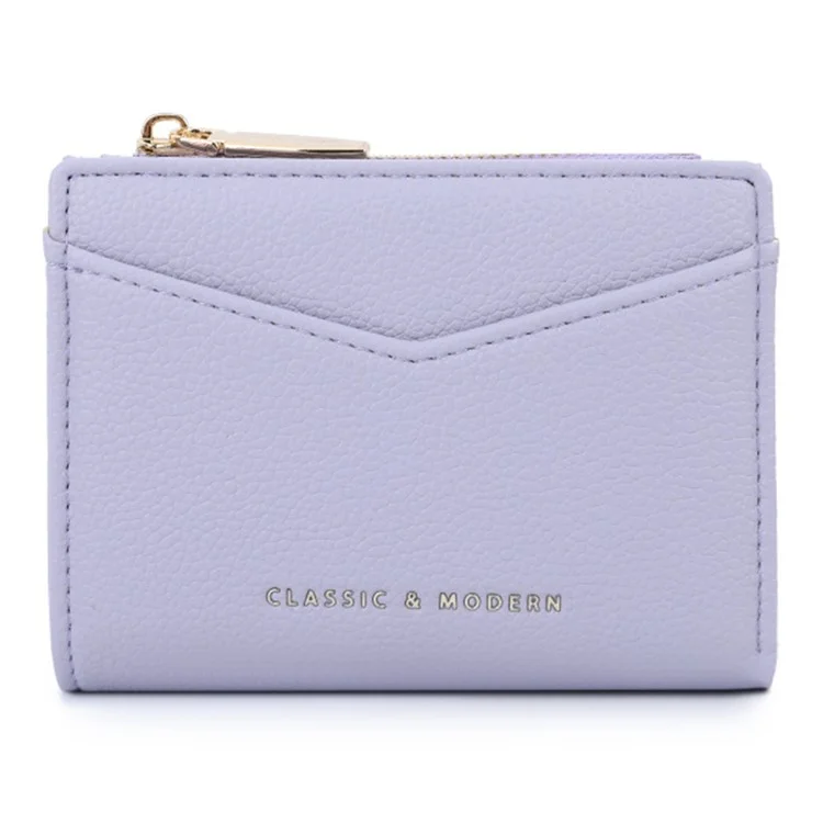 TAILIAN T2051-006 Litchi Texture PU Leder Kurze Geldbörse für Frauen - Lila