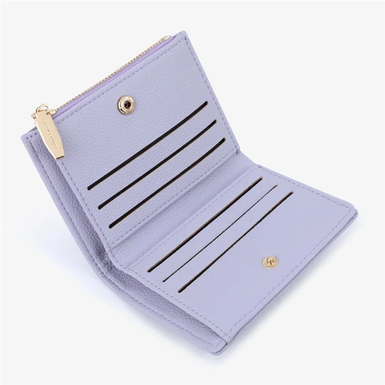 TAILIAN T2051-006 Litchi Texture PU Leder Kurze Geldbörse für Frauen - Lila