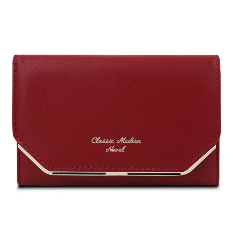 TAILIAN T6223-009 Cartera vintage de piel sintética Trifold Monedero con cremallera - Rojo 