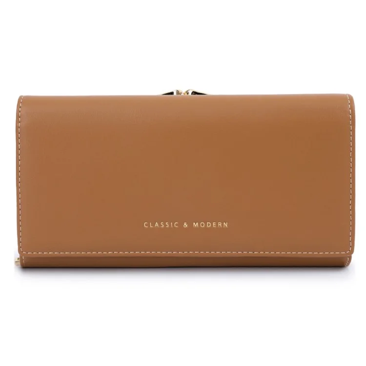 TAILIAN T8703-001 Geldbörse für Damen aus PU-Leder, Clutch-Tasche mit Magnetverschluss - Braun