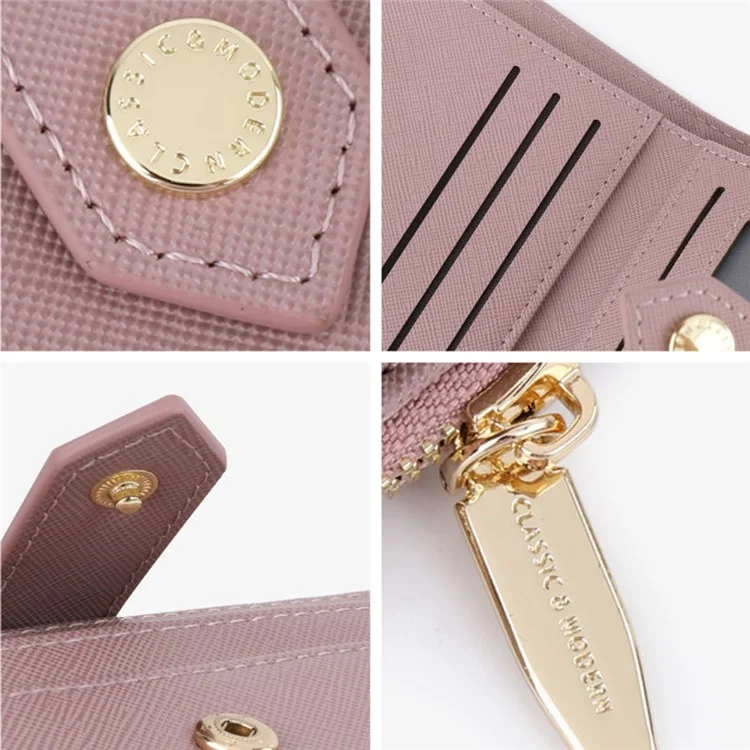 TAILIAN T2602-342 Petit portefeuille pour femme Sacs à fermeture éclair Poches de trésorerie Multilogements Cadeaux - Raisin Violet
