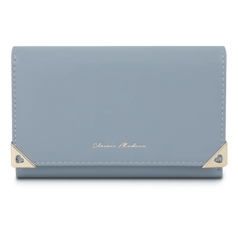 TAILIAN T6223-041 Foldable Short Wallet Trifold Leather Pocket Purse Card Holder - Blue