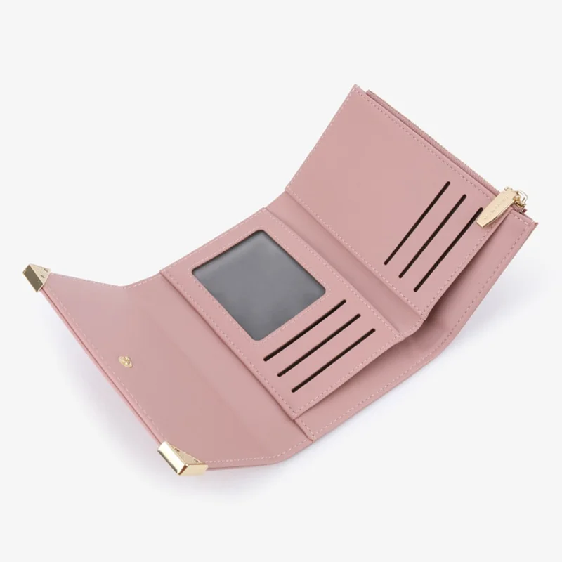 TAILIAN T6223-041 Foldable Short Wallet Trifold Leather Pocket Purse Card Holder - Blue