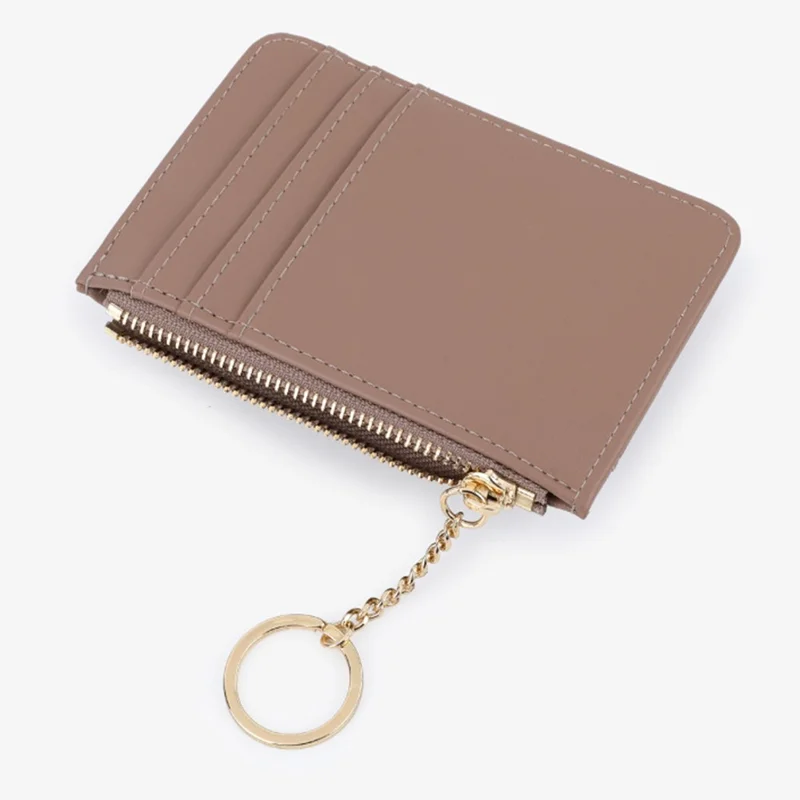 TAILIAN TB149-001 Small Wallet Zipper Card Holder Coin Changes Purse with Keychain - Orange