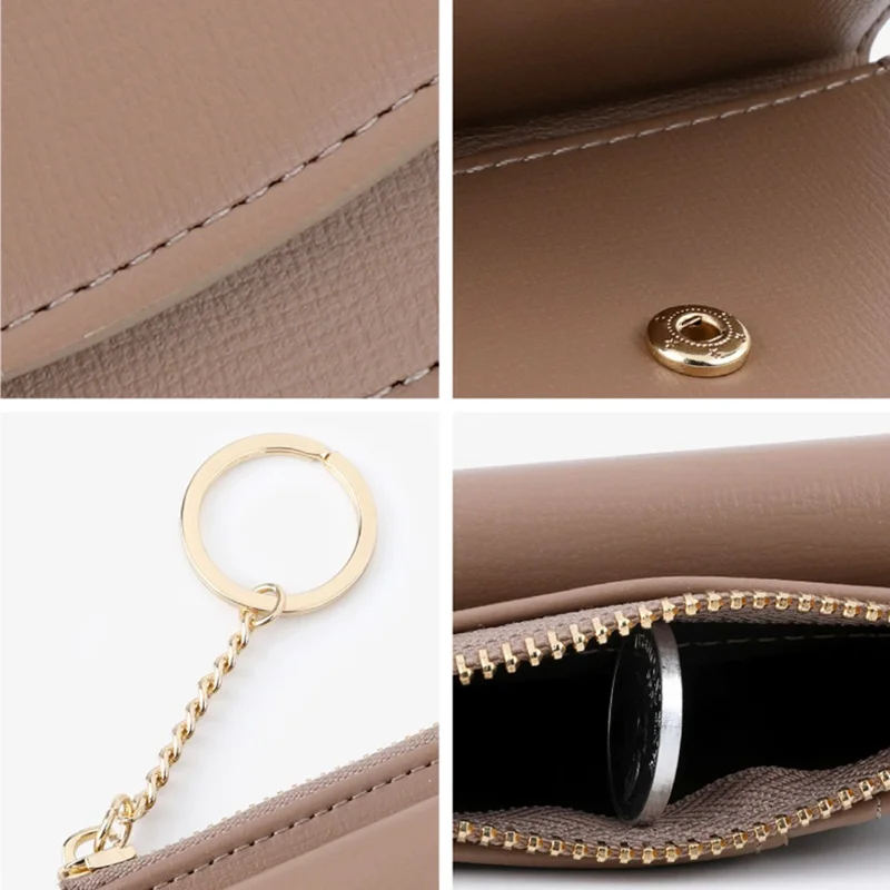 TAILIAN TB149-001 Small Wallet Zipper Card Holder Coin Changes Purse with Keychain - Orange