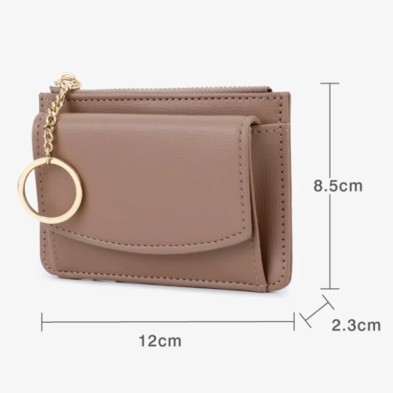 TAILIAN TB149-001 Small Wallet Zipper Card Holder Coin Changes Purse with Keychain - Orange