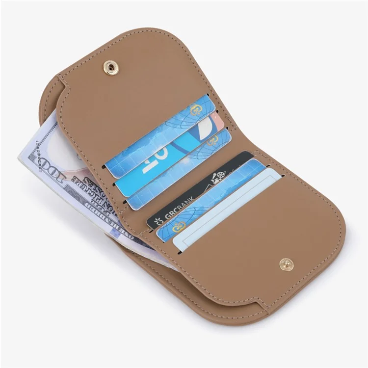 TAILIAN T2052-001 Mini Women Purse Semicircle Solid Color Girl Cash Wallet - Apricot