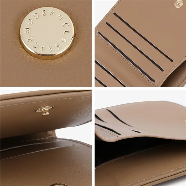 TAILIAN T2052-001 Mini Women Purse Semicircle Solid Color Girl Cash Wallet - Apricot