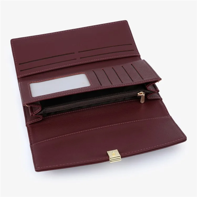 TAILIAN T5601-130 Damen Geldbörse Lange Trifold Geldbörse PU-Leder Clutch Bag - Aprikose
