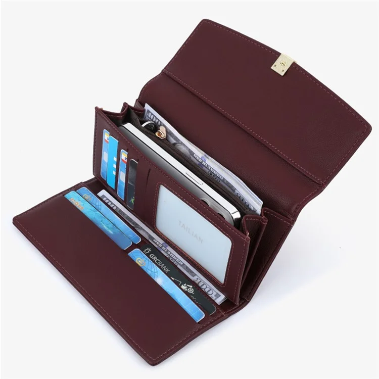 TAILIAN T5601-130 Damen Geldbörse Lange Trifold Geldbörse PU-Leder Clutch Bag - Aprikose