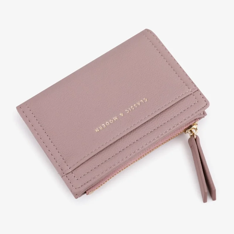 TAILIAN T2602-338 PU Leather Women Short Wallet Solid Color Folding Purse - Red