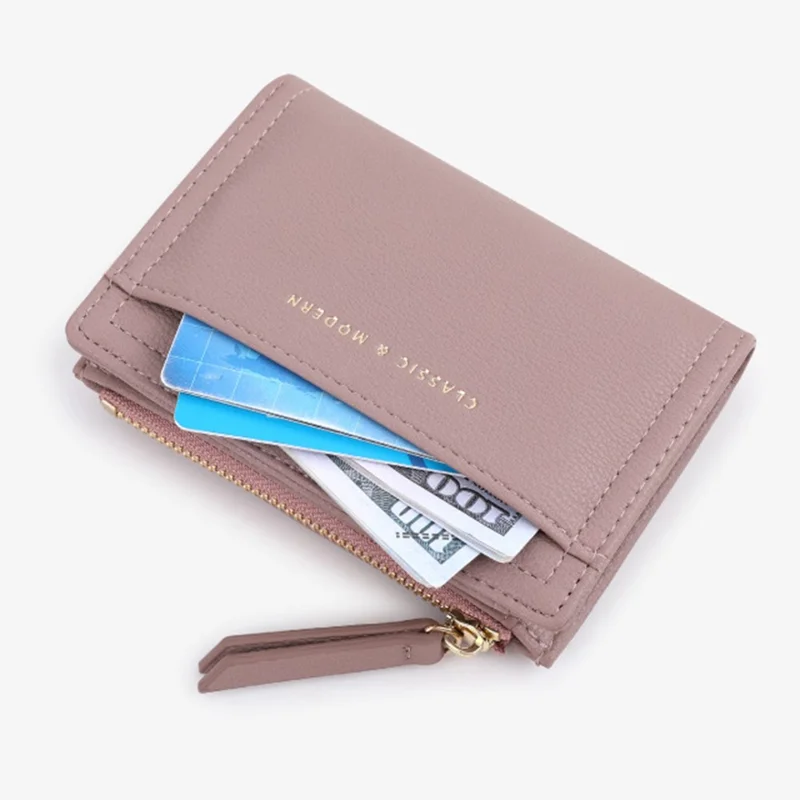 TAILIAN T2602-338 PU Leather Women Short Wallet Solid Color Folding Purse - Red