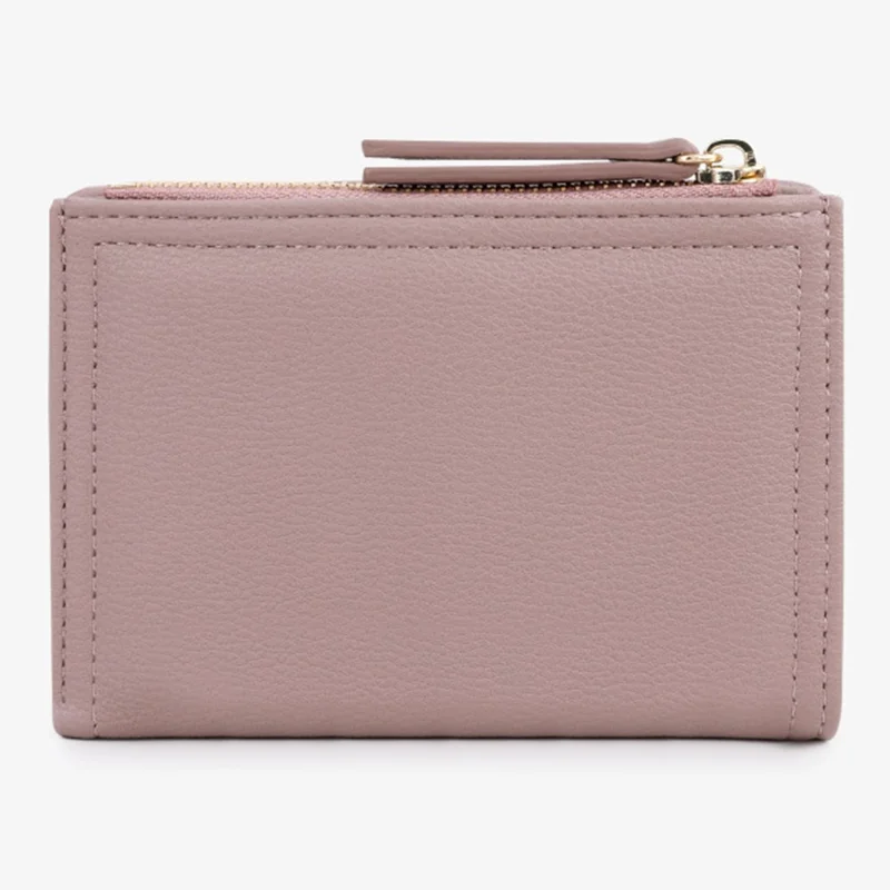 TAILIAN T2602-338 PU Leather Women Short Wallet Solid Color Folding Purse - Red