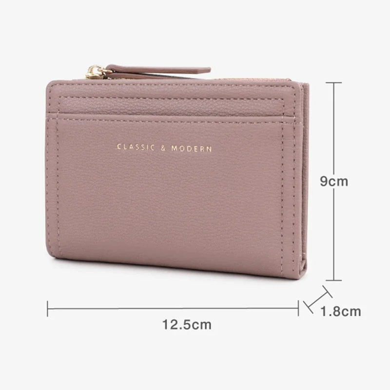 TAILIAN T2602-338 PU Leather Women Short Wallet Solid Color Folding Purse - Red