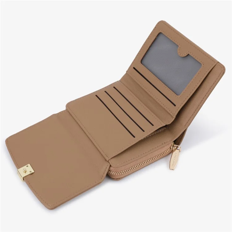 TAILIAN T6111-003 Женский короткий кошелек Simple PU Leather Folding Purse - Бордовый