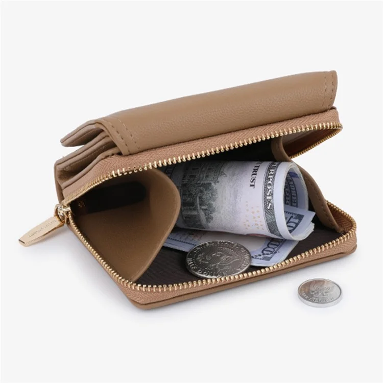 TAILIAN T6111-003 Женский короткий кошелек Simple PU Leather Folding Purse - Бордовый
