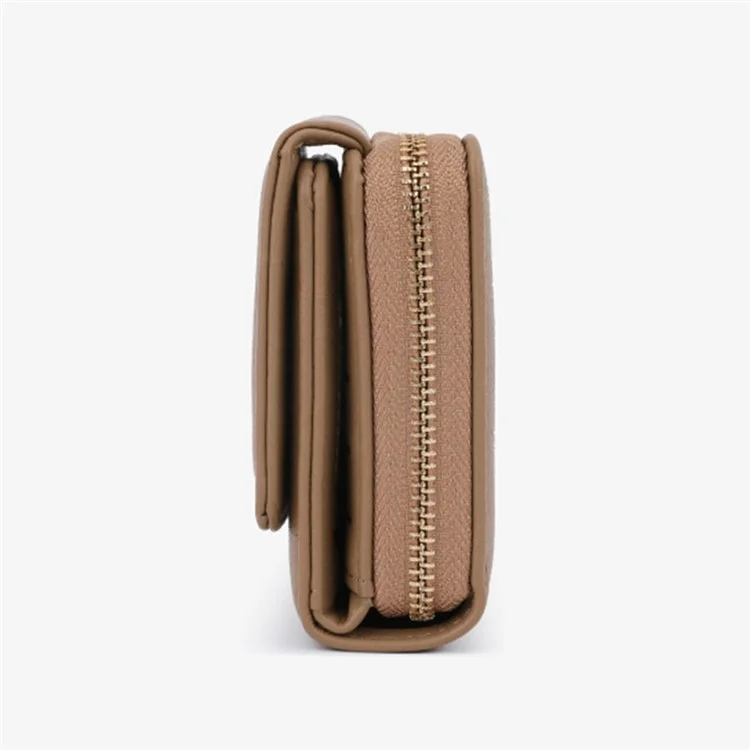 TAILIAN T6111-003 Женский короткий кошелек Simple PU Leather Folding Purse - Бордовый