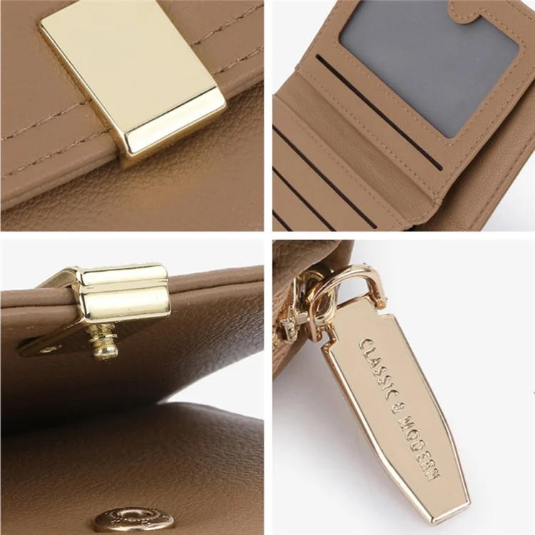 TAILIAN T6111-003 Женский короткий кошелек Simple PU Leather Folding Purse - Бордовый