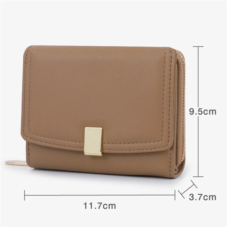TAILIAN T6111-003 Женский короткий кошелек Simple PU Leather Folding Purse - Бордовый