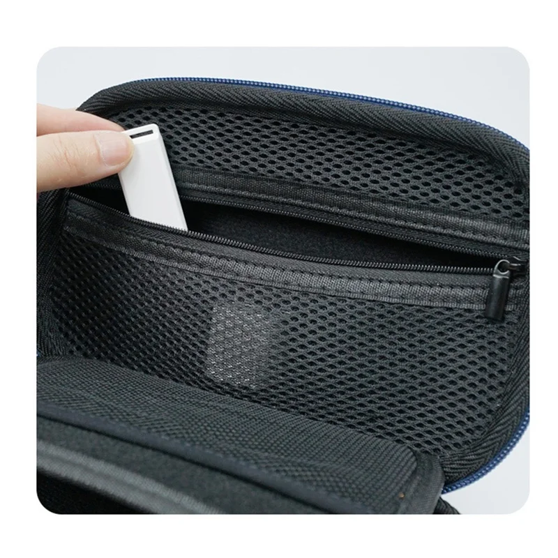 Torba na akcesoria cyfrowe EVA+poliester, etui na przewody danych, powerbank, mysz - niebieska