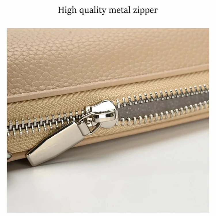 F841 Women's PU Leather Crossbody Bag Purse Cell Phone Carrying Pouch Wallet - Apricot