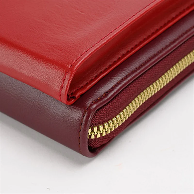 6638 Color Splicing Women PU Leather Cell Phone Storage Crossbody Shoulder Bag - Rot