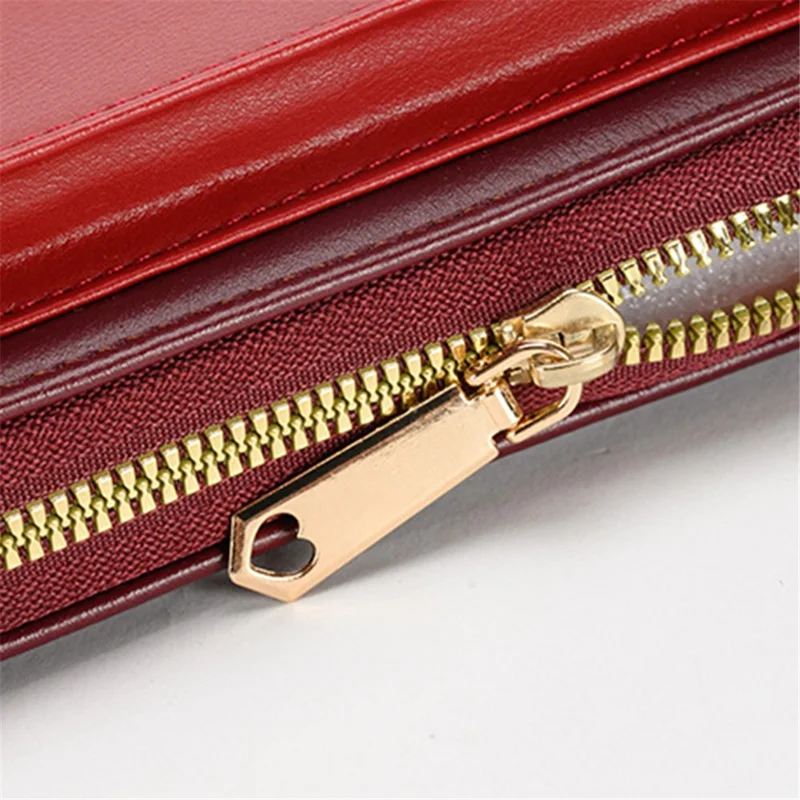 6638 Color Splicing Women PU Leather Cell Phone Storage Crossbody Shoulder Bag - Black