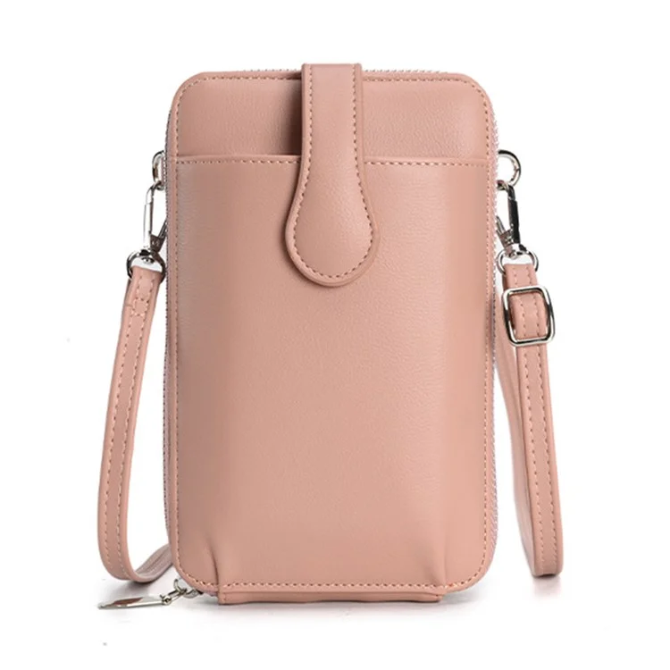 AF788 Vintage PU Leder Damen Handy-Aufbewahrungstasche mit Reißverschluss - Pink