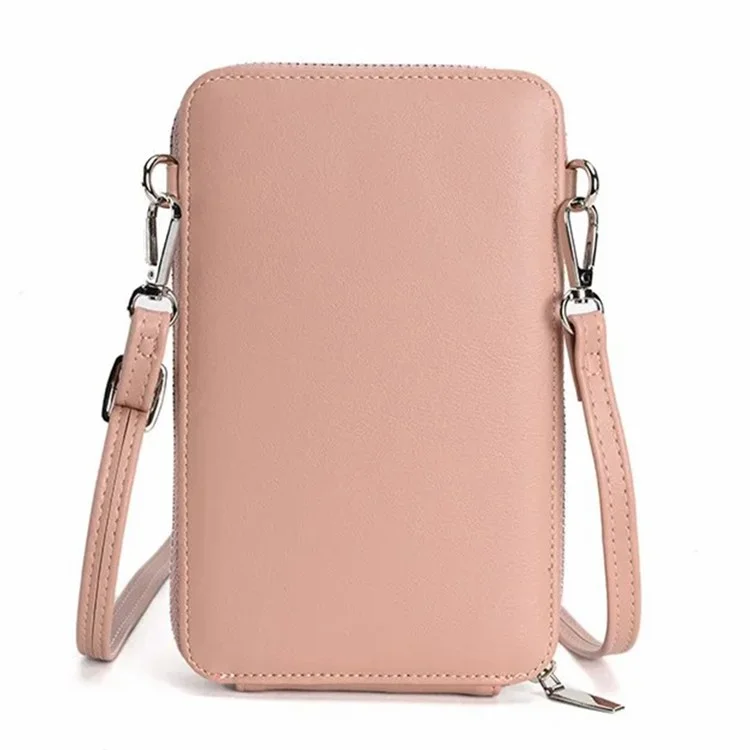 AF788 Vintage PU Leder Damen Handy-Aufbewahrungstasche mit Reißverschluss - Pink