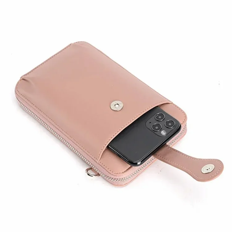 AF788 Vintage PU Leder Damen Handy-Aufbewahrungstasche mit Reißverschluss - Pink