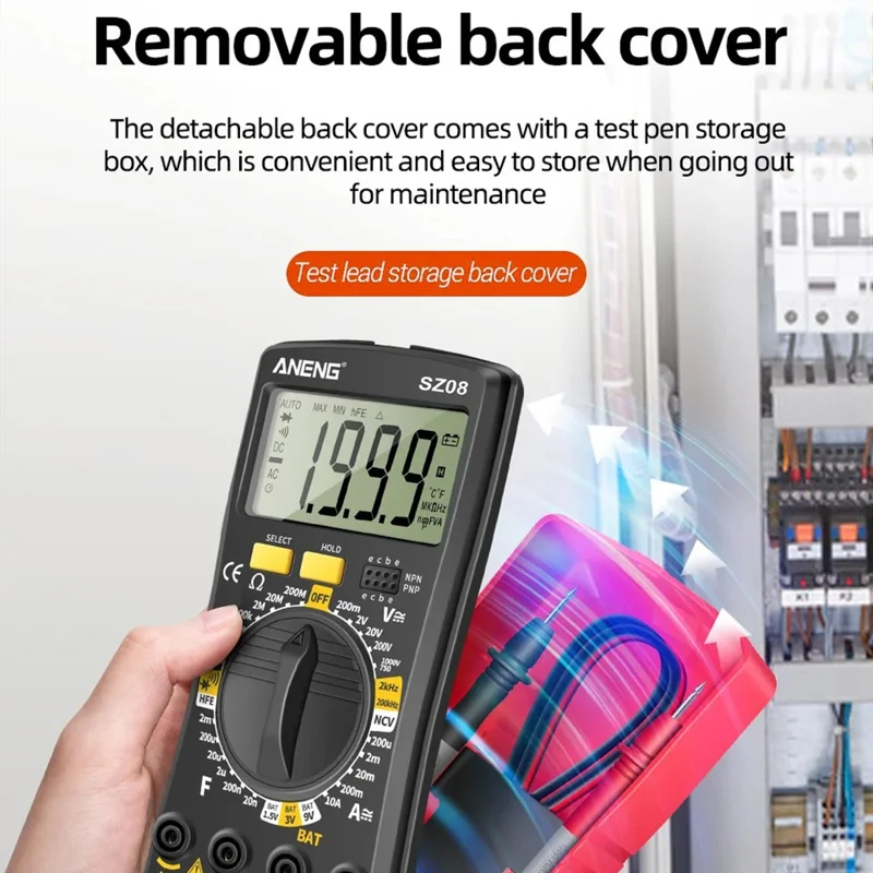 ANENG SZ08 Digital Multimeter Auto Voltmeter AC DC 220V Resistance Handhold Tester - Orange