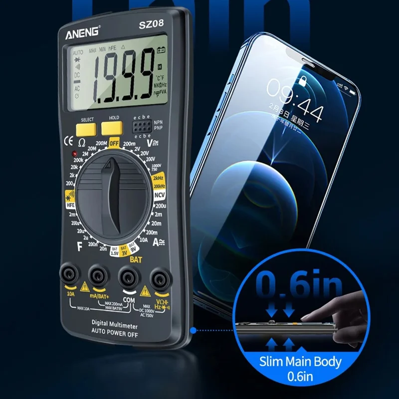 ANENG SZ08 Digital Multimeter Auto Voltmeter AC DC 220V Resistance Handhold Tester - Orange