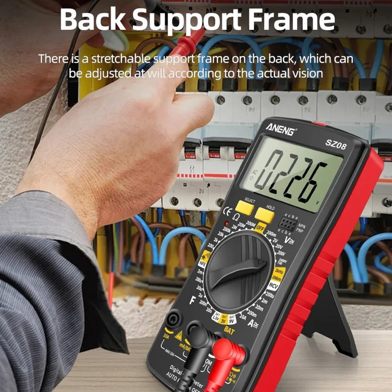 ANENG SZ08 Digital Multimeter Auto Voltmeter AC DC 220V Resistance Handhold Tester - Orange