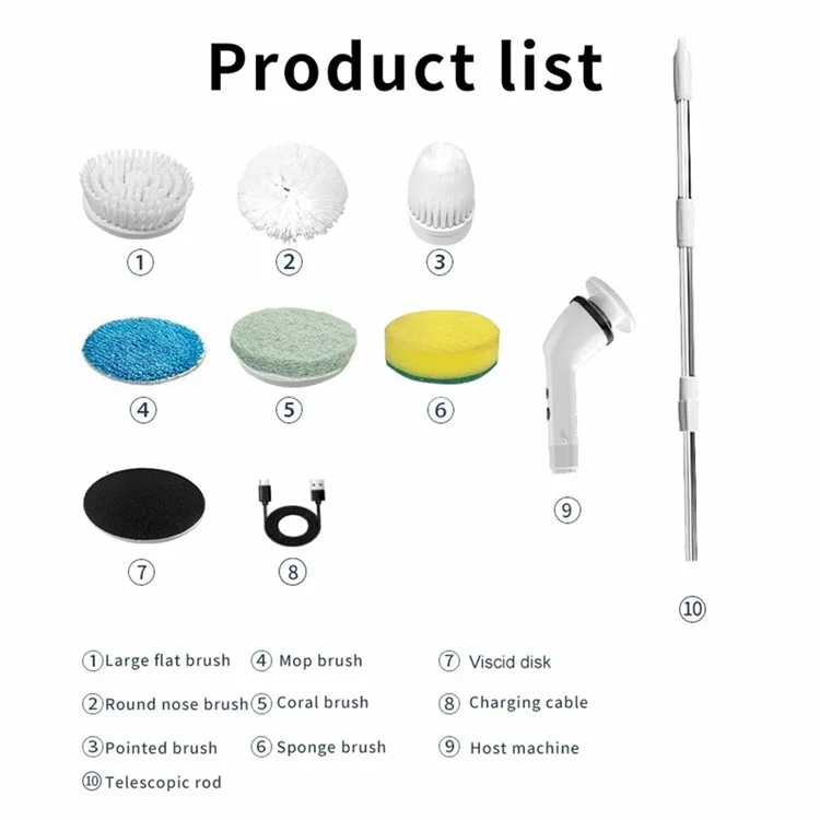 S1 Multifonction Ménage Wireless Electric Cleaning Brush avec Poignée Amovible