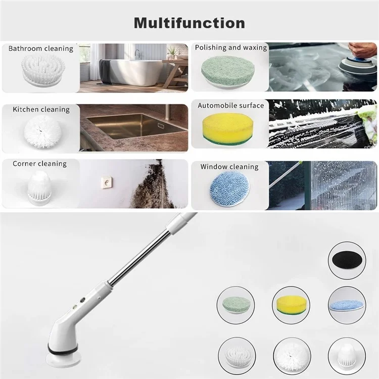 S1 Multifonction Ménage Wireless Electric Cleaning Brush avec Poignée Amovible