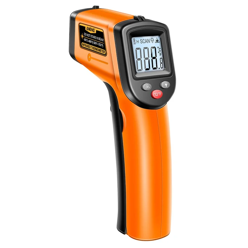ANENG TH201 Handheld Thermometer LCD Digital IR Laser Sensor Temperature Tester - Orange
