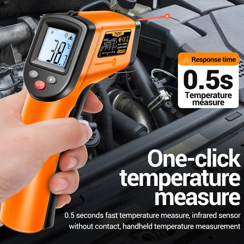 ANENG TH201 Handheld Thermometer LCD Digital IR Laser Sensor Temperature Tester - Orange