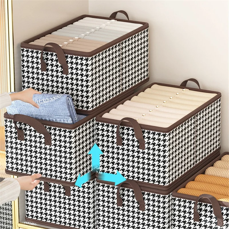 JJTZ 40 x 10 x 10cm Pattern Design Storage Cube Organizer Folding Cloth Box Container - Black