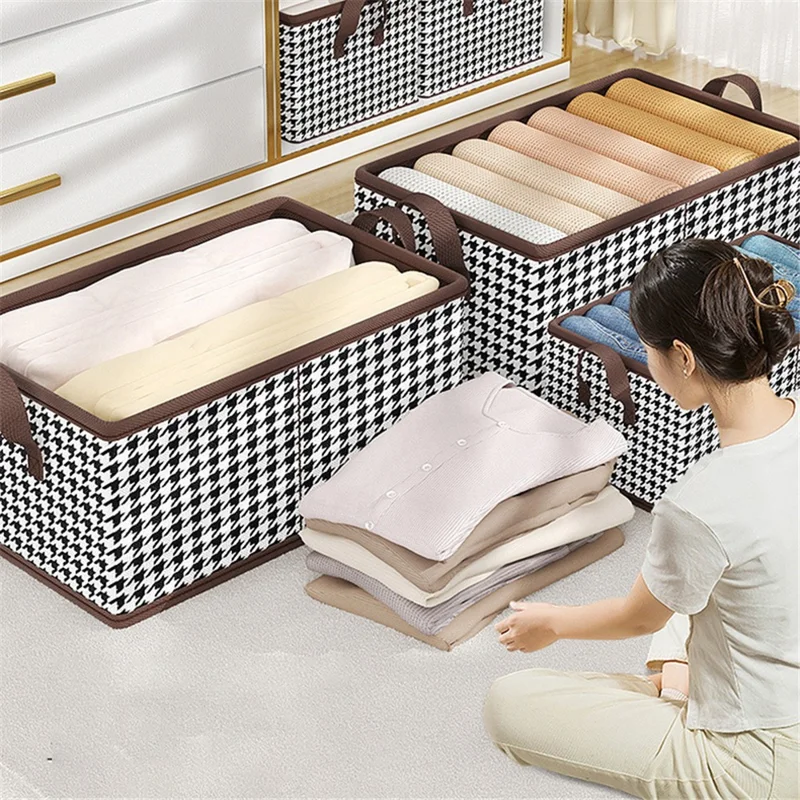 JJTZ 40 x 10 x 10cm Pattern Design Storage Cube Organizer Folding Cloth Box Container - Black