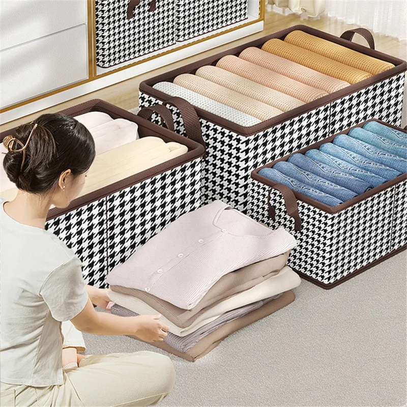JJTZ 40 x 10 x 10cm Pattern Design Storage Cube Organizer Folding Cloth Box Container - Black