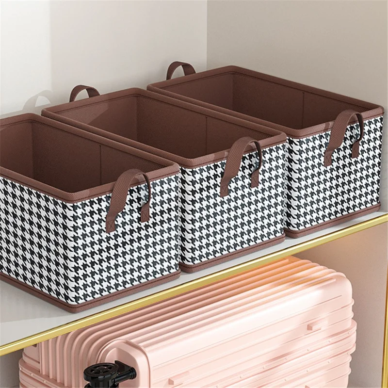 JJTZ 40 x 10 x 10cm Pattern Design Storage Cube Organizer Folding Cloth Box Container - Black