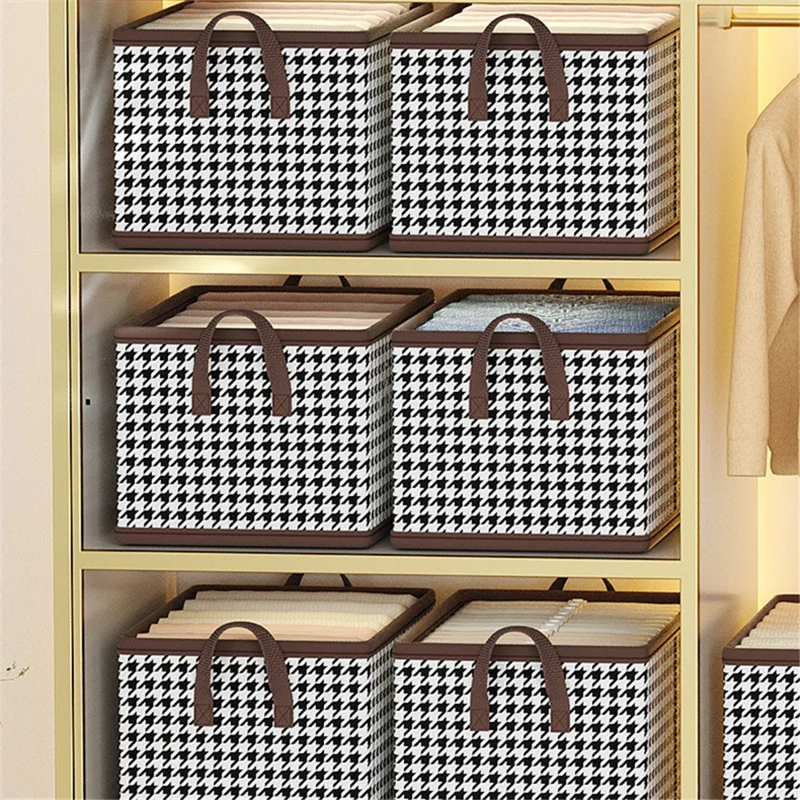 JJTZ 40 x 10 x 10cm Pattern Design Storage Cube Organizer Folding Cloth Box Container - Black