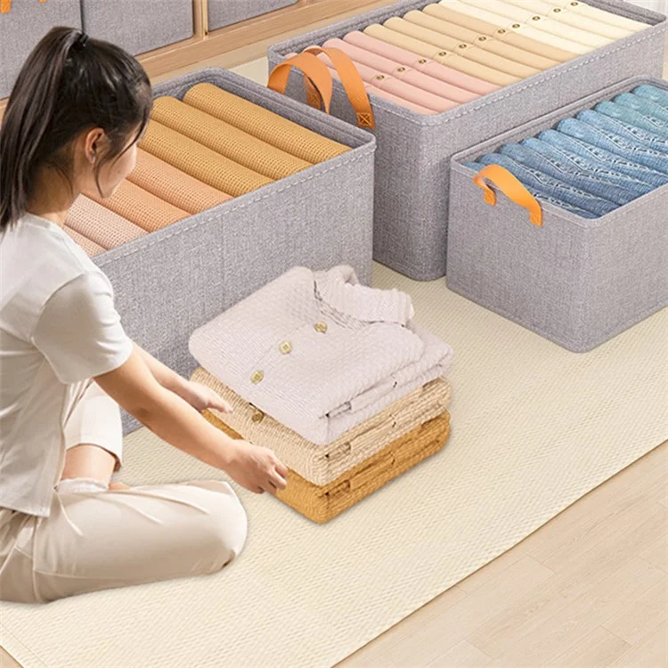 JJTZ 50 x 44 x 32cm Cationic PP Board Cloth Storage Box Closet Organizer with Two Handles - Grey