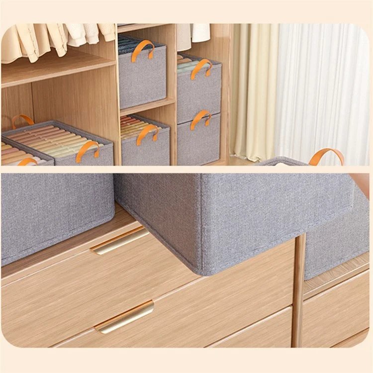 JJTZ 40 x 27 x 21cm Cloth Storage Box with Two Handles Cationic PP Board Closet Organizer - Beige
