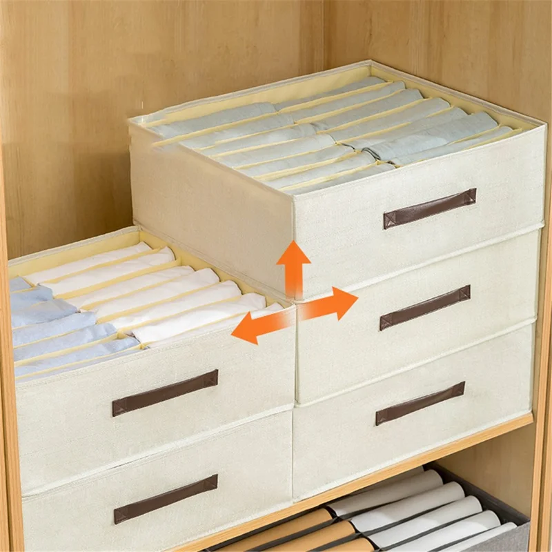 16 Cells Home Wardrobe Drawer Storage Box Oxford Cloth Organizer for Underwear Socks - Grey