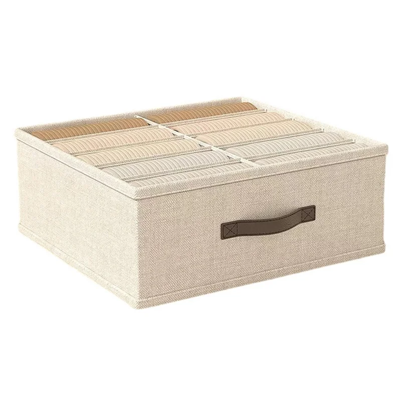 10 Cells Wardrobe Drawer Underwear Socks Storage Box Oxford Cloth Organizer Bin - Beige