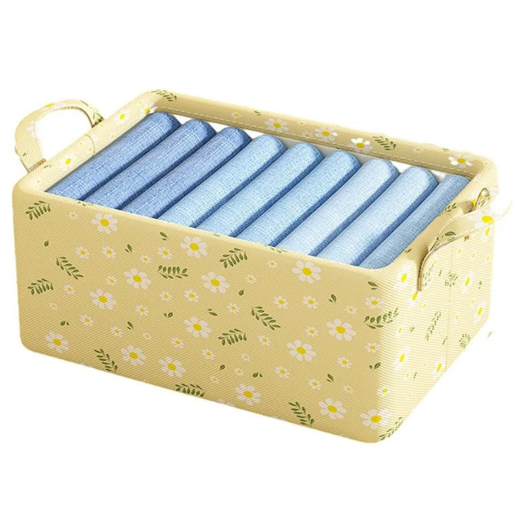 JJTZ 50 x 35 x 32cm Daisy Pattern Folding Clothes Storage Organizer Closet Container Box - Yellow